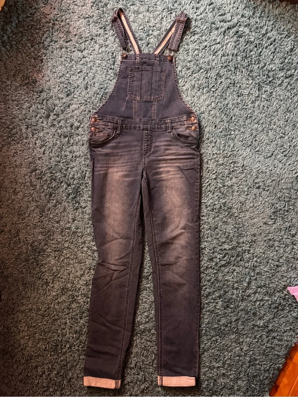 NWOT Justice Girls Medium Blue Stretch Denim Overalls